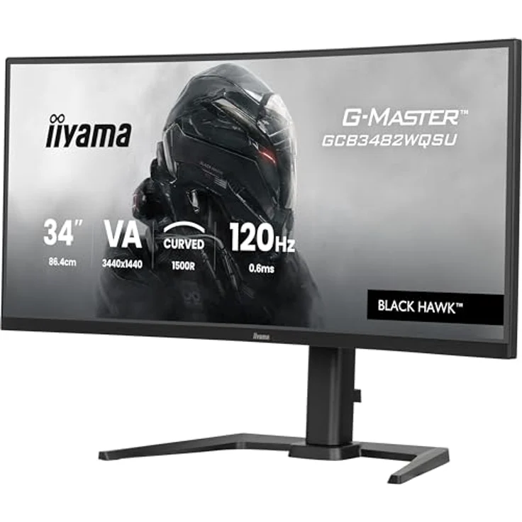 iiyama G-Master Black Hawk GCB3482WQSU-B1, 34" Curved Gaming Monitor mit 1500R, VA-Panel, UWQHD, 120Hz, 0.6ms, HDR400, FreeSync Premium, höhenverstellbar, schwarz – Bild 3