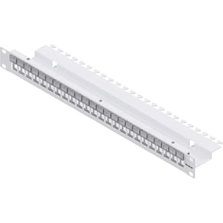 EasyLan CKVPL0B01E EasyLan® Einbaupanel 1HE 19" für 24 Keystonemodule, inkl. Beschriftungsfenster RAL7035 – Bild 1