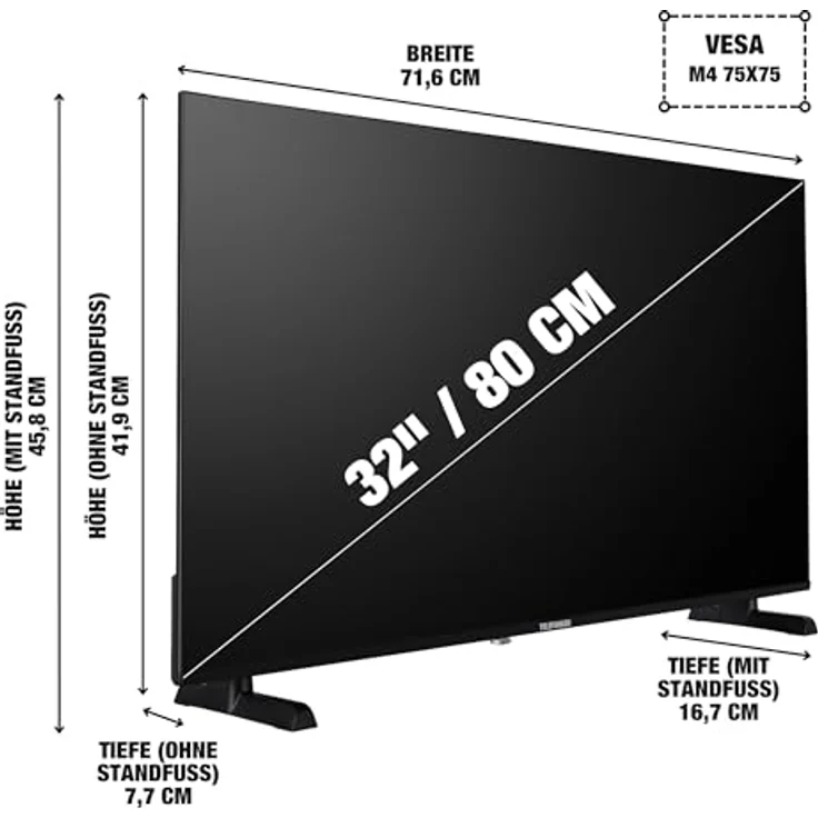 TELEFUNKEN XH32P900S, 32 Zoll HD-Ready LED TV (1366x768 Pixel) mit 80 cm Bildschirmdiagonale, integriertem Triple-Tuner und USB-Mediaplayer – Bild 2