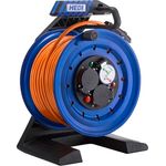 HEDI Vollkunststoff-Kabeltrommel Generation 7 Companion, 25 m HEDI Panzerkabel Plus, spritzwassergeschützte 3-fach Schutzkontakt-Steckdose 250 V, K7A25QTF