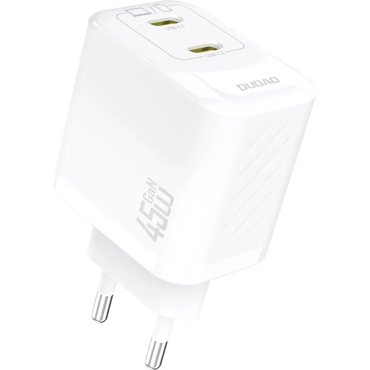 Dudao A28PEU Adapter, 45Watt Ladegerät mit 2xUSB-C, weiß, GaN Technologie für schnelles Laden