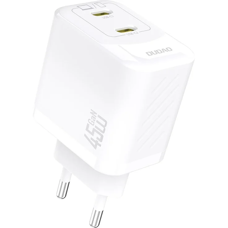 Dudao A28PEU Adapter, 45Watt Ladegerät mit 2xUSB-C, weiß, GaN Technologie für schnelles Laden