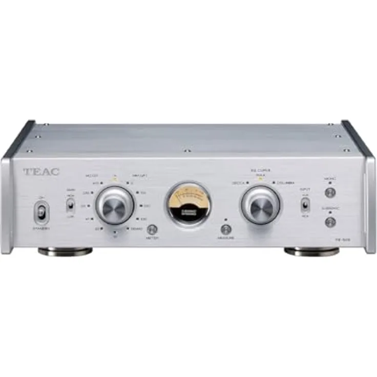 Teac PE-505, Phono-Vorverstärker mit Doppeleingangsschaltung, hochpräziser RIAA-Korrektur und Subsonic-Filter, Silber