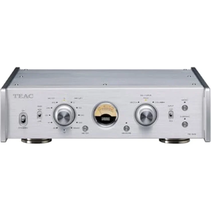 Teac PE-505, Phono-Vorverstärker mit Doppeleingangsschaltung, hochpräziser RIAA-Korrektur und Subsonic-Filter, Silber – Bild 1