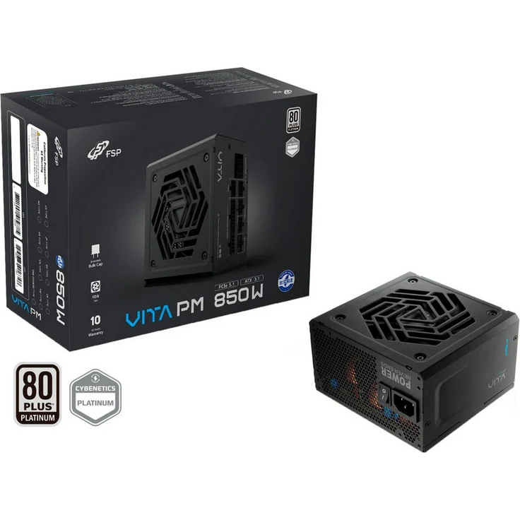 Fortron FSP VITA PM 850W, leistungsstarkes PC-Netzteil mit 12-Pin High Power GPU, 80 PLUS Platinum-Zertifizierung, vollmodular und leiser 120-mm-Lüfter