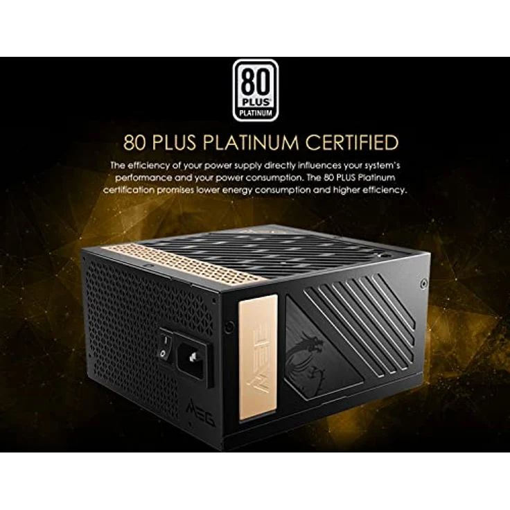 MSI MEG Ai1300P PCIE5 Netzteil, EU Stecker, 1300W, 80 Plus Platinum, vollmodularer ATX 3.0, unterstützt PCIe 5.0 GPU, japanische Kondensatoren, Gaming Intelligence, ummantelte Kabel, 10 Jahre Garantie – Bild 2