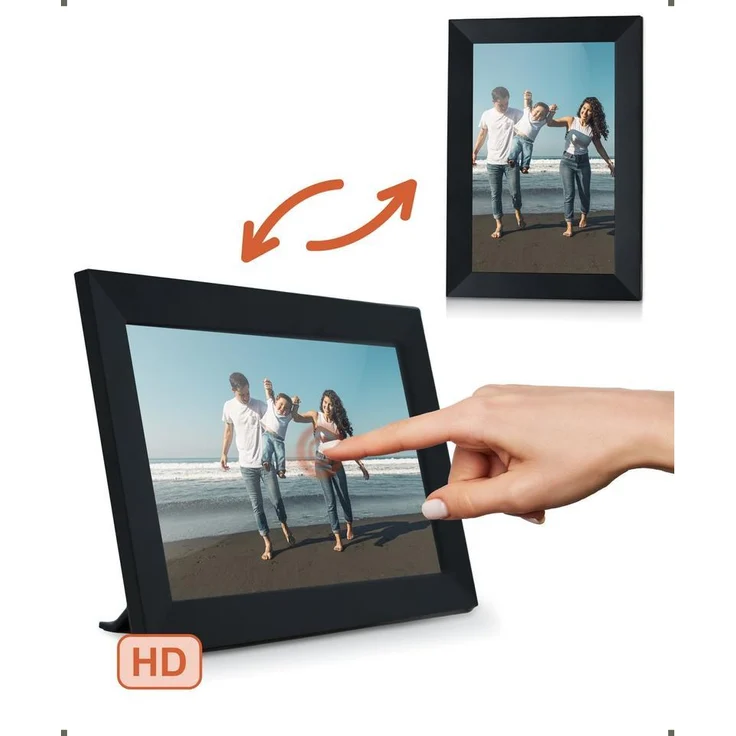 Digitale Dissidenz Digitaler Bilderrahmen mit WiFi und Frameo App, 8 Zoll HD+ IPS Display (1280 x 800 Pixel), Touch, Schwarz