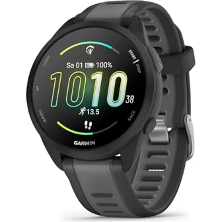 Garmin Forerunner 165 [renewed] - Lauf-Smartwatch mit 1,2" AMOLED Touchscreen, bis zu 11 Tage Akkulaufzeit, 25+ Sport-Apps, Trainingsempfehlungen, Gesundheitsdaten, smarte Funktionen, wasserdicht bis 5 ATM [Generalüberholt] – Bild 1