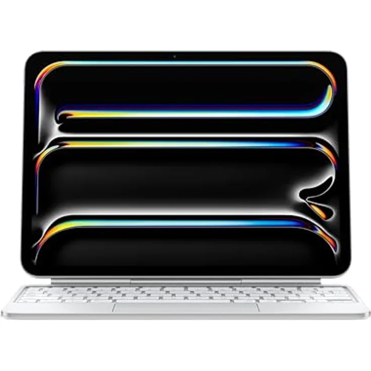 Apple iPad Pro M4 11 Magic Keyboard White-FRA - Stufenlos verstellbare Tastatur mit integriertem Trackpad und beleuchteten Tasten