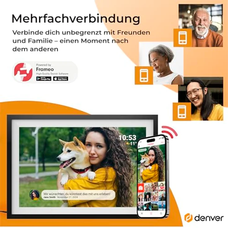 Denver Frameo PFF-1016 25,4cm (10,1) 16GB Digitaler Bilderrahmen mit extrafeinem Rand, Kristallklares HD-Display, WLAN-Übertragung und 16GB Speicherplatz, Schwarz – Bild 7