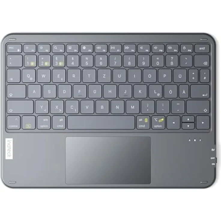 Inateck KB01105, Ultraleichte kabellose Tablet Tastatur mit Touchpad, QWERTZ Deutsch, kompatibel mit iPad/Tablet/Windows, Bluetooth 5.3, 5mm dick, 228g, bis zu 150 Tage Standby-Zeit