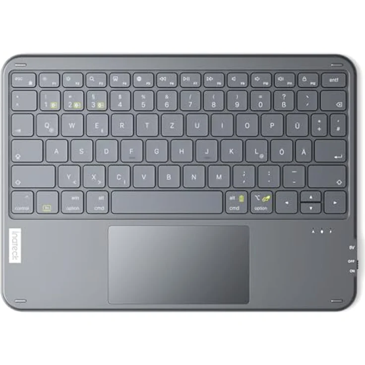 Inateck KB01105, Ultraleichte kabellose Tablet Tastatur mit Touchpad, QWERTZ Deutsch, kompatibel mit iPad/Tablet/Windows, Bluetooth 5.3, 5mm dick, 228g, bis zu 150 Tage Standby-Zeit – Bild 1