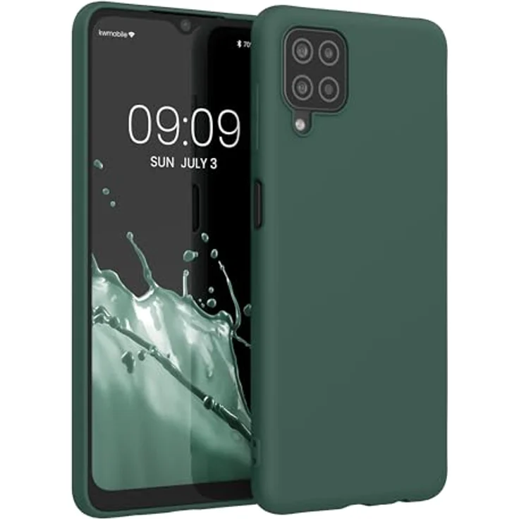 kwmobile Handyhülle für Samsung Galaxy A12 - TPU Case in Tannengrün, kabelloses Laden, rutschfester Grip, elastisch und stabil – Bild 1