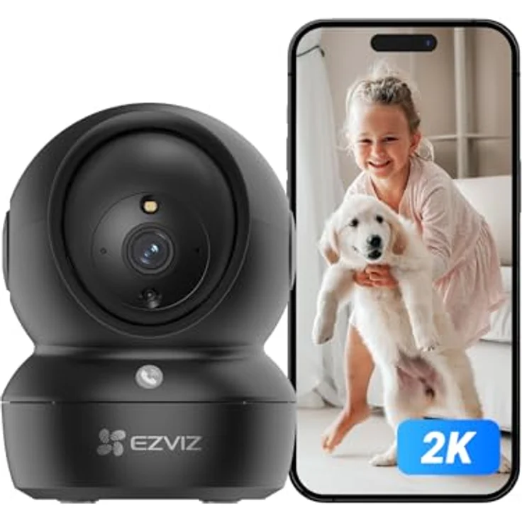 EZVIZ C6N Pro, 2K WLAN Überwachungskamera Innen, 360º PTZ mit Personenerkennung, Farbige Nachtsicht, Geräuscherkennung, Zwei-Wege-Audio, Auto-Cruise, Schwarz – Bild 1