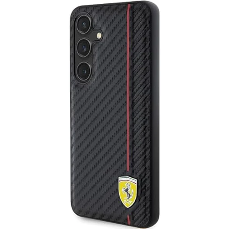 Ferrari Handyhülle Case Galaxy S24, Carbon-Look schwarz, Metall-Logo, 6,2 Zoll, Stoßfest, passgenau – Bild 2
