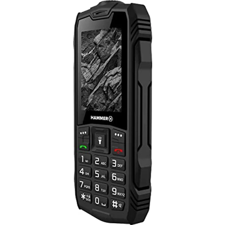 Hammer H Rock Handy ohne Vertrag, 2.4 Zoll Farbdisplay, Robust, Mega Batterie 1800 mAh, (IP68), Stoßfest, Baustellen Tasten, Taschenlampe, Dual SIM, Tastenhandy - Schwartz – Bild 3