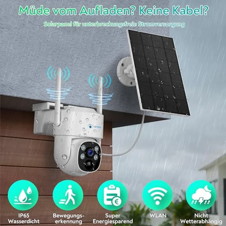 LUVISION 4MP+PTZ+Solar WLAN PTZ Überwachungssystem 12,5" LED Monitor mit Nachtsicht in Farbe, Mikrofon, 2-Wege Audio, Sirene, Fernanzeige, App & Mail Alarm (4 Kameras) – Bild 5