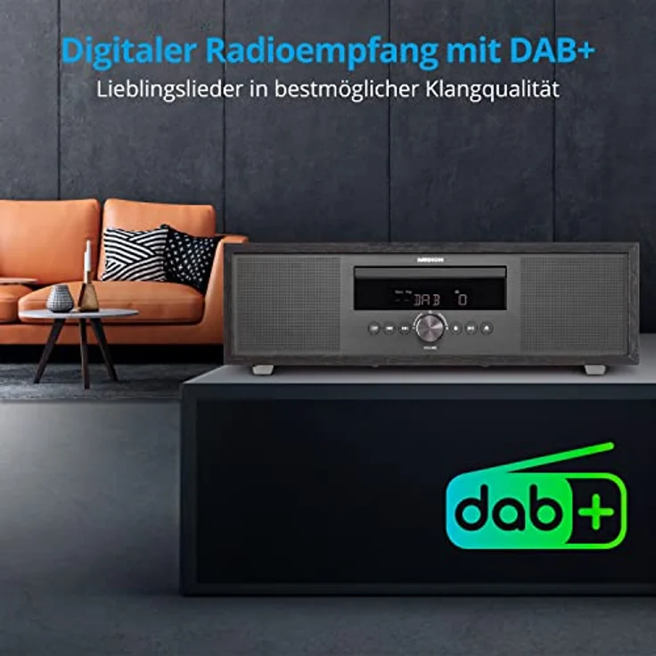 MEDION P64145 All in One Audio System (DAB+, CD, MP3, PLL UKW Radio, USB, Kompaktanlage, Elegantes Design, Weckfunktion, Sleep Einschlafautomatik) anthrazit – Bild 3