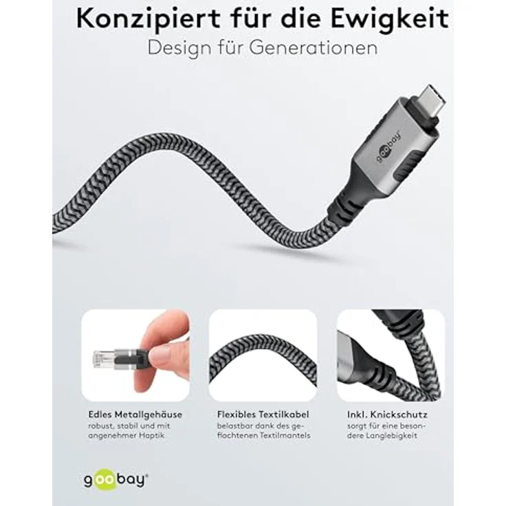 Goobay 70696 USB-C auf RJ45 Ethernet CAT 6 Kabel für stabile kabelgebundene Internetverbindung mit Router/Modem/Netzwerk Switch/Ersetzt USB auf RJ45 Adapter / 1 Gbit/s / 1 Meter – Bild 3