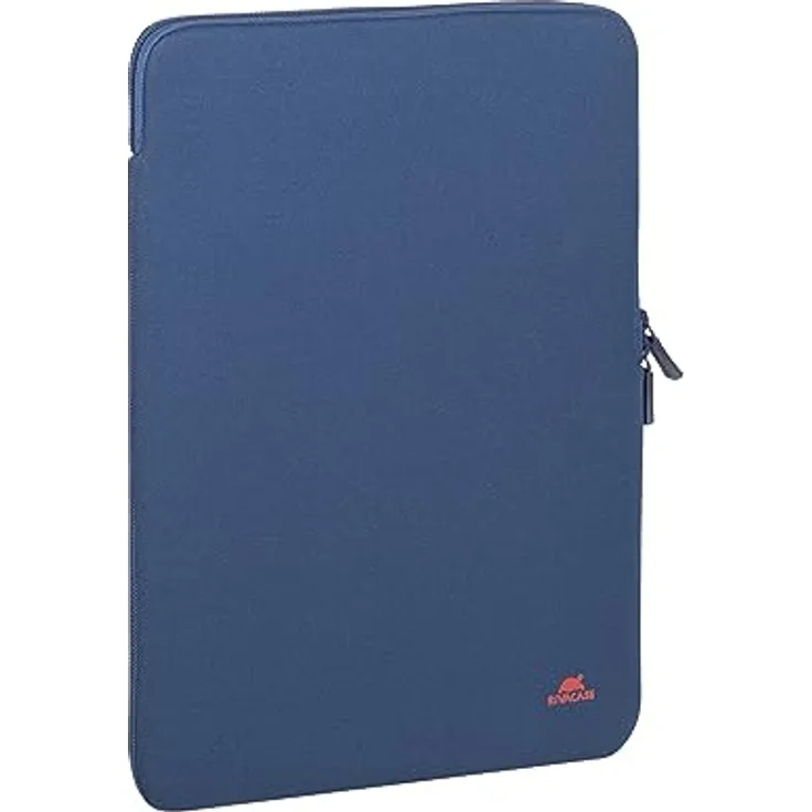 Rivacase vertikale Laptophülle Sleeve, wasserabweisende und stoßfeste Notebooktasche für Laptops bis 15,6 Zoll, ultraleicht und elegant in Dunkelblau