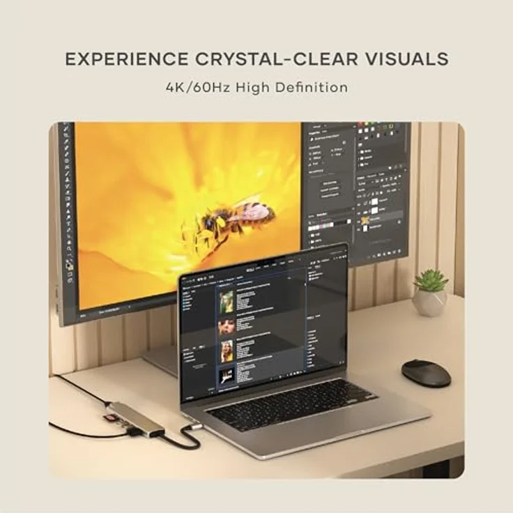 SATECHI 7-in-1 USB-C Hub Slim Plus, Multiport-Adapter, Dock mit 4K HDMI, 100W Power Delivery, 2X USB-A, Ethernet, SD/MicroSD – Silber – Bild 5