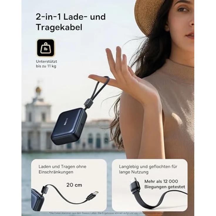 Baseus AC22 Mini Powerbank 20000mAh, 45W PD Power Bank mit integriertem USB-C Kabel, tragbarer externer Handyakku für iPhone 17/16/15, Samsung S26/S25 Ultra, iPad, Pixel 10/9 – Bild 3