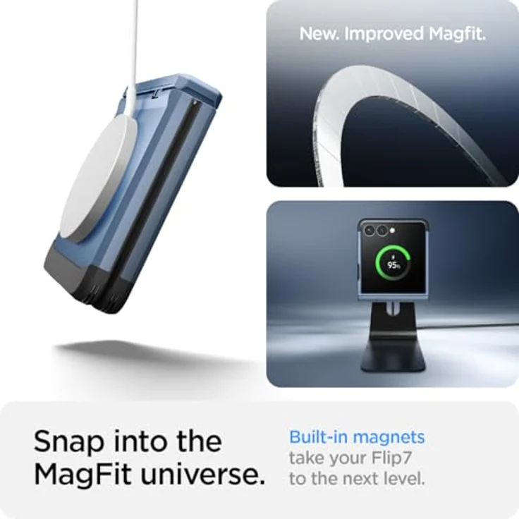 Spigen Tough Armor Pro MagFit Hülle für Samsung Galaxy Z Flip 7, MagSafe-kompatibel mit Kickstand und Scharnierschutz, Sierra Blue – Bild 5