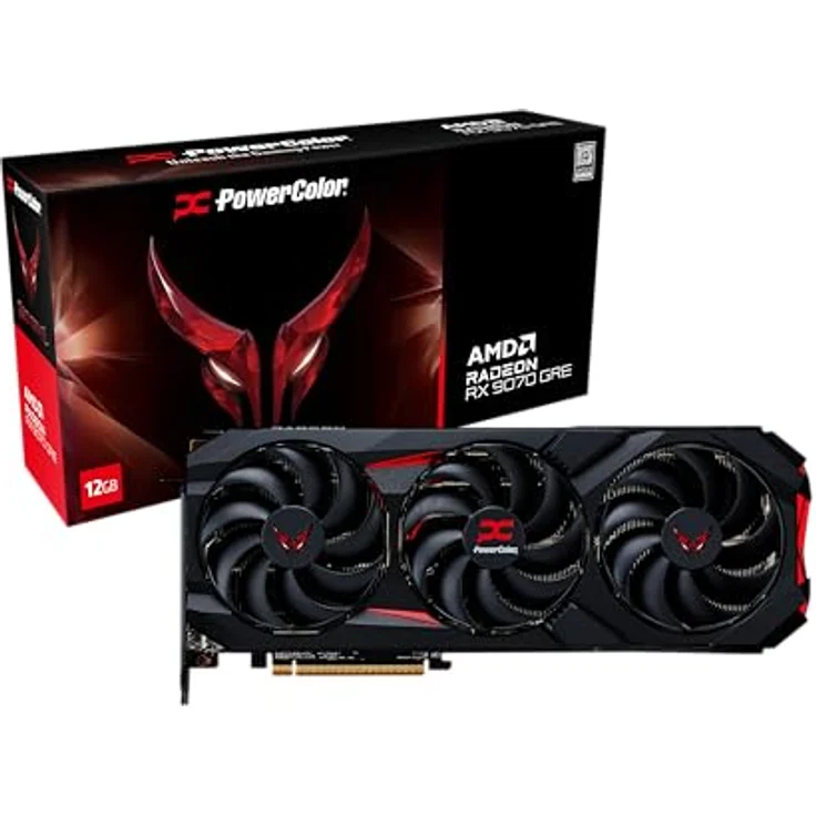 PowerColor RX 9070 GRE 12GB Red Devil, Next-Gen-Grafikkarte mit 3072 Stream Kernen, Overclocked, PCIe 5.0, Triple Fan Kühler – Bild 1