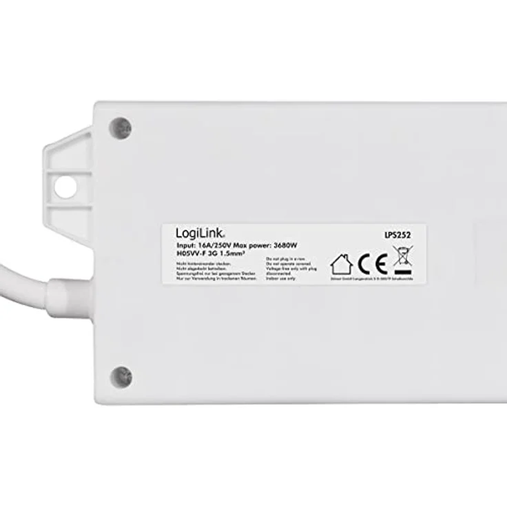 LogiLink Steckdosenleiste 4-fach,4xCEE 7/3,m. 5Schalter,weiß – Bild 6