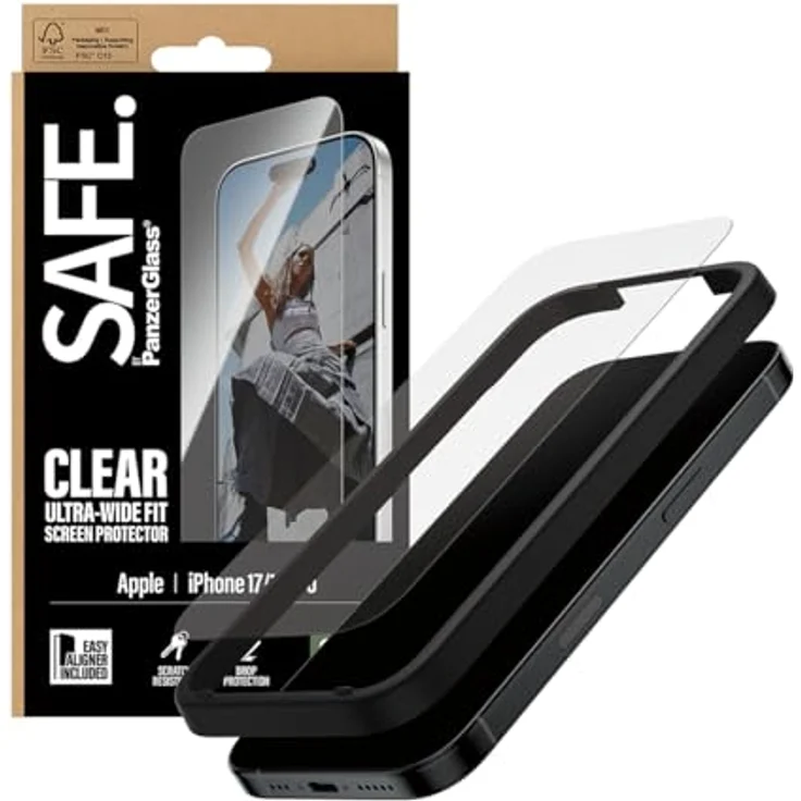 Panzer Glass SAFE. Displayschutz für iPhone 16 Pro und iPhone 17, Ultra-Wide Fit mit EasyAligner und oleophober Beschichtung – Bild 5