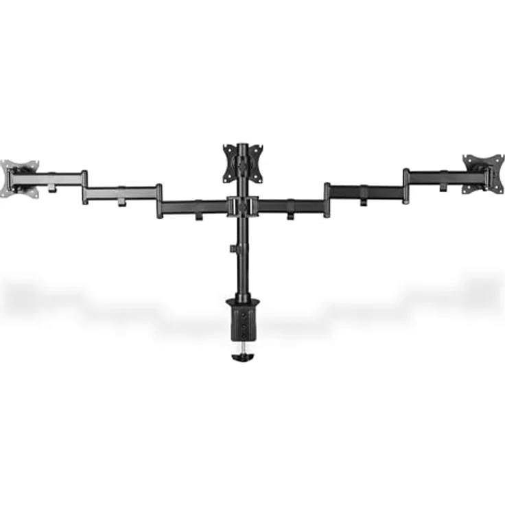 DIGITUS Monitor-Halterung - Tischklemme - 3 Monitore - Bis 27 Zoll - Bis 3x 8 kg - VESA 75x75, 100x100 - Schwarz – Bild 4
