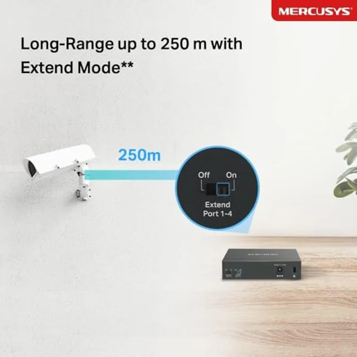 MERCUSYS MS105GP PoE Switch 5-Port Gigabit LAN Switch mit 4 PoE+ Ports (65 Watt, IEEE-802.3af/at PoE, lüfterlos, Plug-and-Play, Robustes Metallgehäuse) – Bild 5