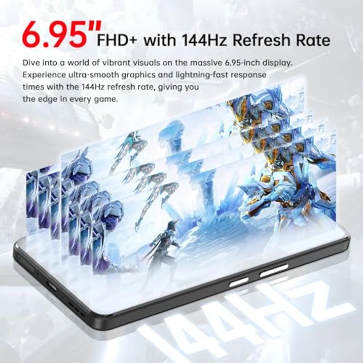 CUBOT MAX 5 (2024) 5G Smartphone Ohne Vertrag - 24GB+256GB/1TB, 6.95“ FHD+(144Hz) Gaming Smartphone, 100MP Kamera, 5100mAh/33W, Dual SIM 5G/Android 14/NFC/Face ID/BT5.3/WIFI 6 - Schwarz – Bild 4