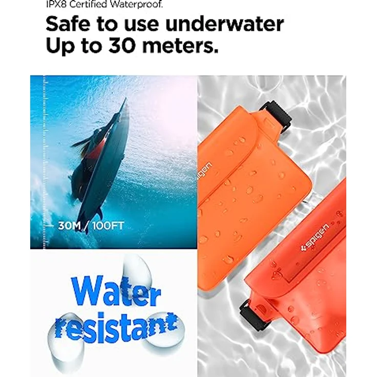 Spigen Aqua Shiela, Wasserdichte Tasche IPX8, 2er Pack für iPhone 16/15/14/13, Galaxy S25/S24/S23 und alle Smartphones, Sunset Orange – Bild 3