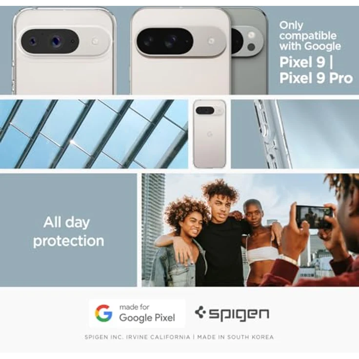 Spigen Ultra Hybrid Hülle für Google Pixel 9 Pro und Pixel 9 [Made for Google] -Crystal Clear - Handyhülle mit PC Platte, TPU-Rahmen und Air Cushion Technologie – Bild 2