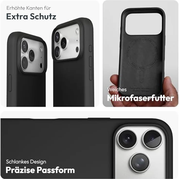 VONMÄHLEN Soft Silicone Case für iPhone, weiche Silikonhülle aus recycelten Materialien mit Mikrofaserfutter und Kamera-Displayschutz, kompatibel mit MagSafe – Bild 3