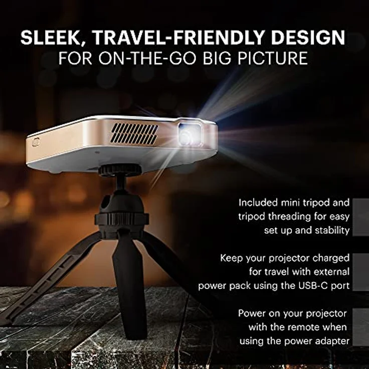 KODAK Luma 400 Tragbarer HD-Smart-Projektor – Wi-Fi, Bluetooth, HDMI & USB kompatibel – Bis zu 150 Zoll 720p Native Auflösung (4K), 200 Ansi Lumen – inklusiv Stativ – Bild 2