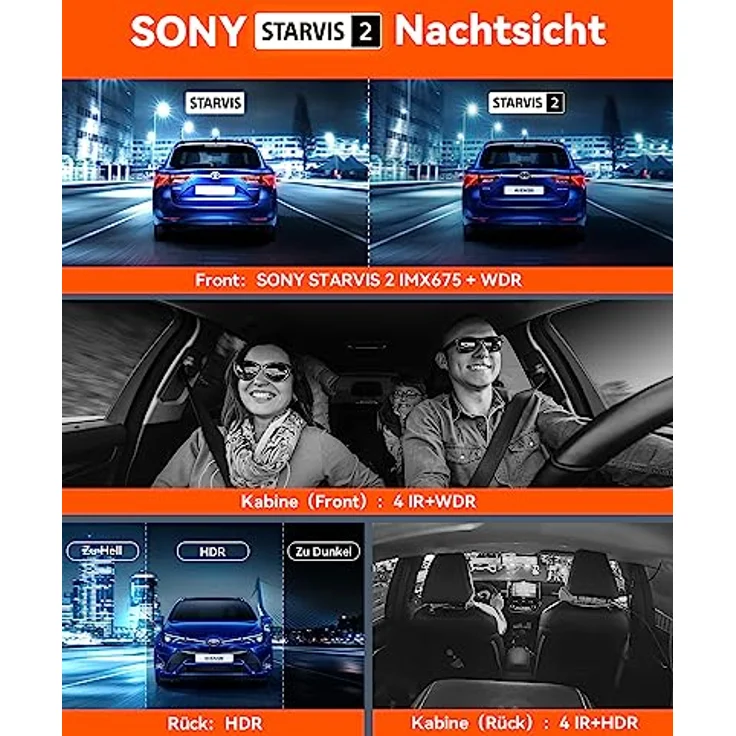VANTRUE N5 4 Kanal 2.7K Dashcam Auto WiFi, STARVIS 2 IMX675 Nachtsicht, 1944P+1080P+1080P+1080P, Vorne hinten HDR+ WDR Dash Cam, Sprachsteuerung Autokamera, GPS, 24Std. Puffer Parkmodus, Max 512G – Bild 3