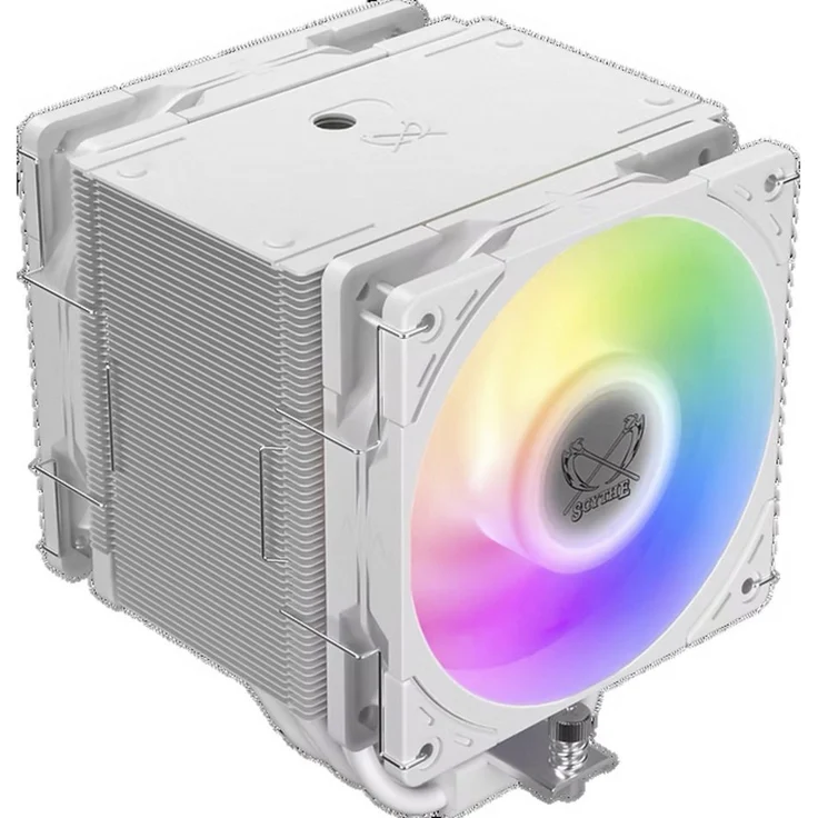 Scythe Mugen 6 Dual Fan White ARGB Edition, CPU Kühler mit zwei 120-mm-ARGB-Lüftern und optimierter Wärmelableitung