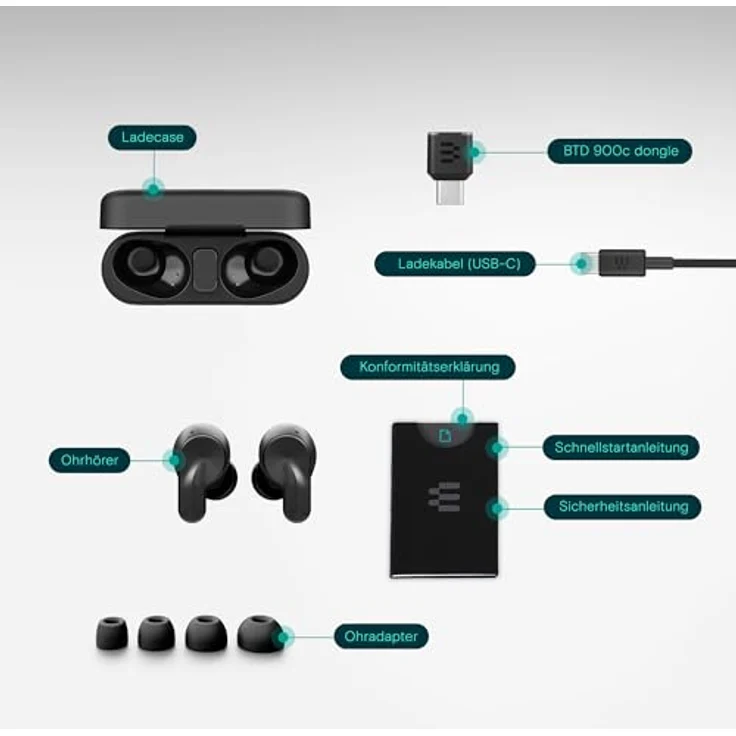 EPOS ADAPT E1, Bluetooth Earbuds in Schwarz mit Hybrid ANC, Multi-Connect, IPX5, Teams und iPhone Zertifizierung – Bild 5
