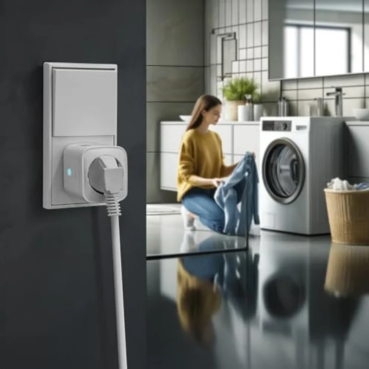 Luminea Home Control Smart Steckdose: WLAN-Steckdose, Matter-zertifiziert, Energiekostenmesser, App, 16 A (Schwarz, WLAN Steckdose Matter zertifiziert, Smart Home Steckdose Matter) – Bild 3