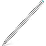 adonit Neo Pro Stylus Apple iPad Eingabestift mit magnetischer Befestigung [Kabelloses Laden am iPad, Extra Lange Akkulaufzeit, Handflächen-Erkennung, Austauschbare dünne Spitze] matt Silber