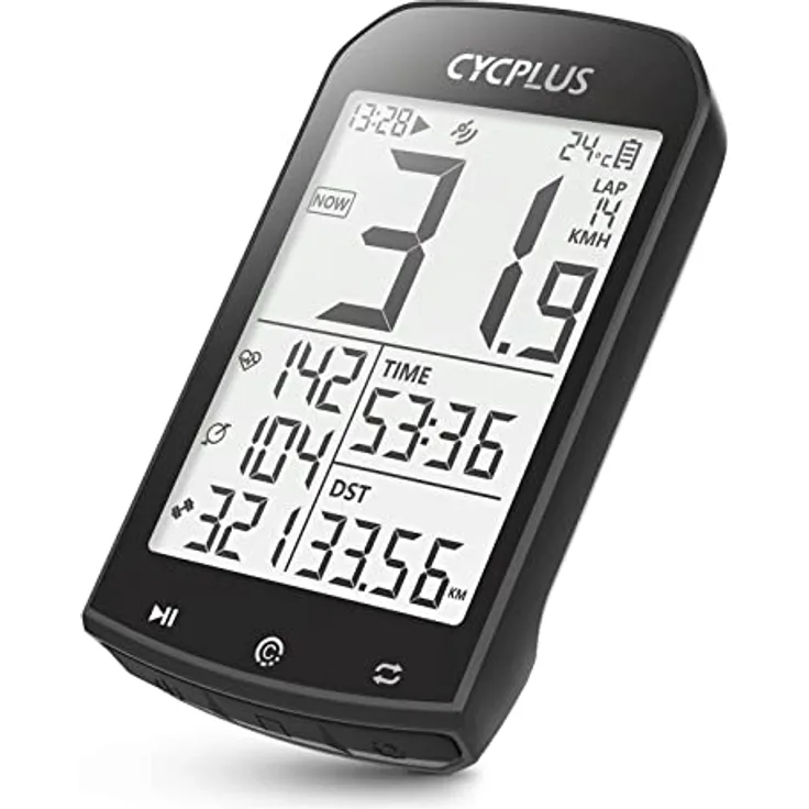 CYCPLUS GPS Fahrradcomputer M1 Kabellos, wasserdichter Tachometer ANT+, 7,4cm LCD mit Hintergrundbeleuchtung