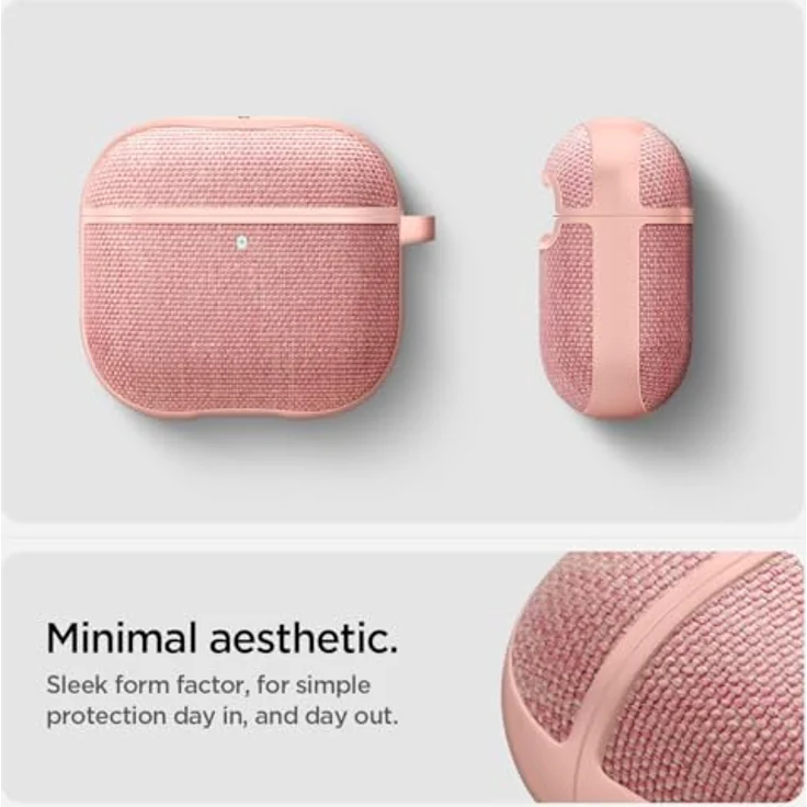 Spigen Urban Fit Hülle Case kompatibel mit AirPods 4, Roségold - Strickstoff und PC Innenschale, LED-Licht sichtbar – Bild 3