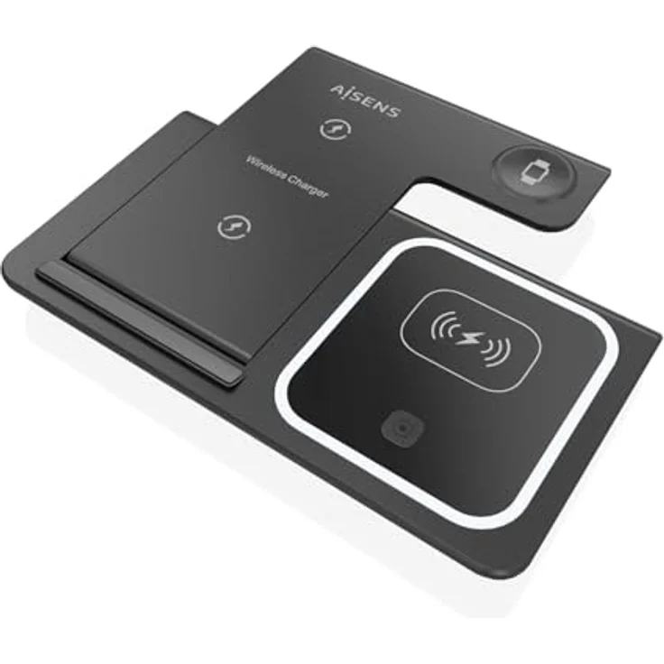 AISENS 3-in-1 Kabelloses USB-C-Ladegerät, 15 W für Apple Watch mit Ladehülle, Weiß, faltbar und kompatibel mit Handyhüllen bis 3 mm – Bild 3