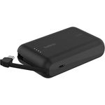 Belkin BoostCharge Power Bank, Portable Powerbank 10000mAh mit integriertem Kabel, PD 20 W – USB-C Power Delivery, für iPhone 16-Serie, iPad Pro und Galaxy S24, in Schwarz