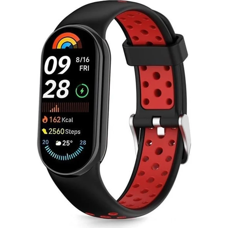 Tech-Protect IconBand Air Strap für Xiaomi Smart Band 8 / 9 / 10 / NFC, flexibles Silikon mit spezieller Belüftung, schwarz und rot