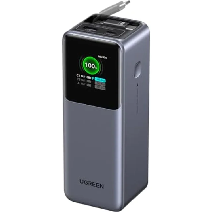 Ugreen 165W Powerbank (20000 mAh, 165 W) mit Schnellladung für bis zu 3 Geräte, Grau – Bild 1