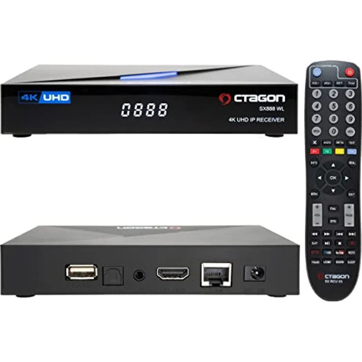 OCTAGON SX888 WL V2 (Version 2) 4K UHD E2 Linux Smart TV Receiver, Multiboot SW: Define OS + E2 Linux, WiFi WLAN, Sat to IP, YouTube, Mediathek, Web-Radio, HD, HDMI, Multiroom, 1GB RAM, 4GB Flash – Bild 1