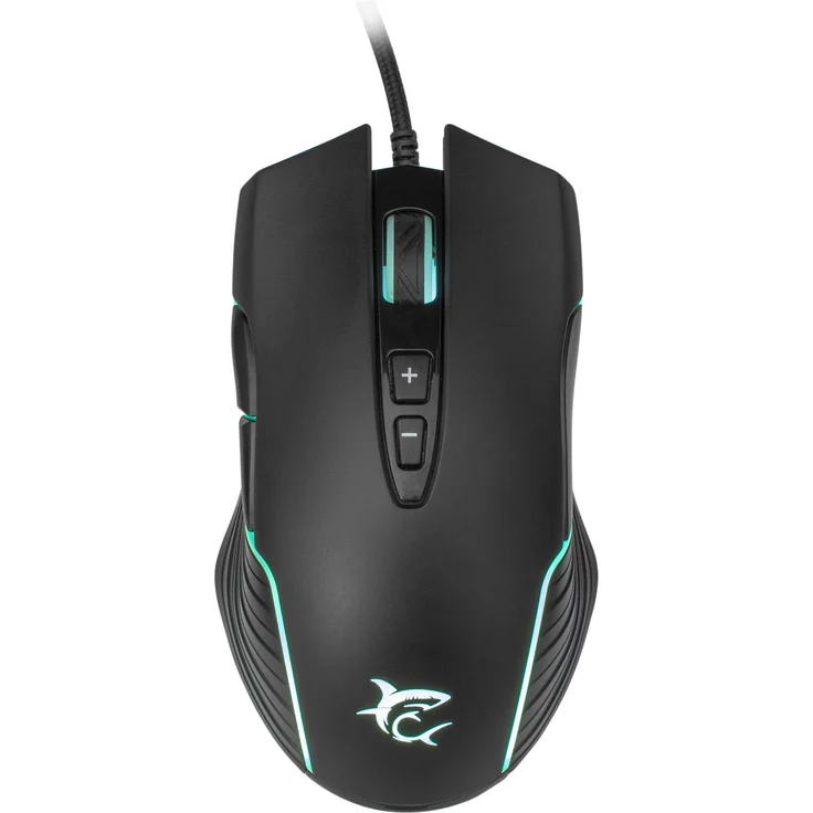 White Shark Azarah Gaming Maus, Kabelgebunden, mit RGB Beleuchtung, 6400 DPI, ergonomisches Design, schwarz